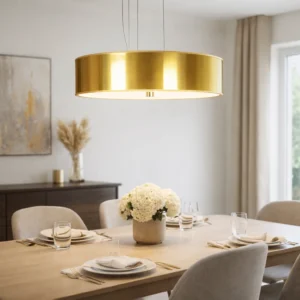 Lampa RING wisząca złoty abażur do salonu
