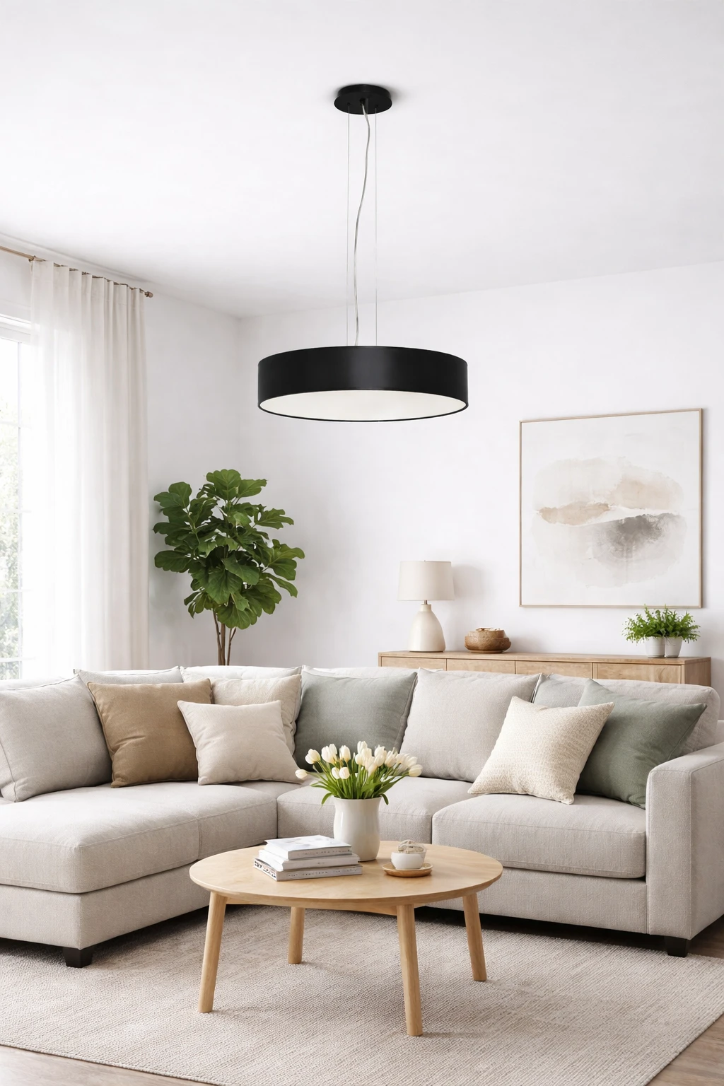 Lampa SOHO wisząca czarna z abażurem elegancka