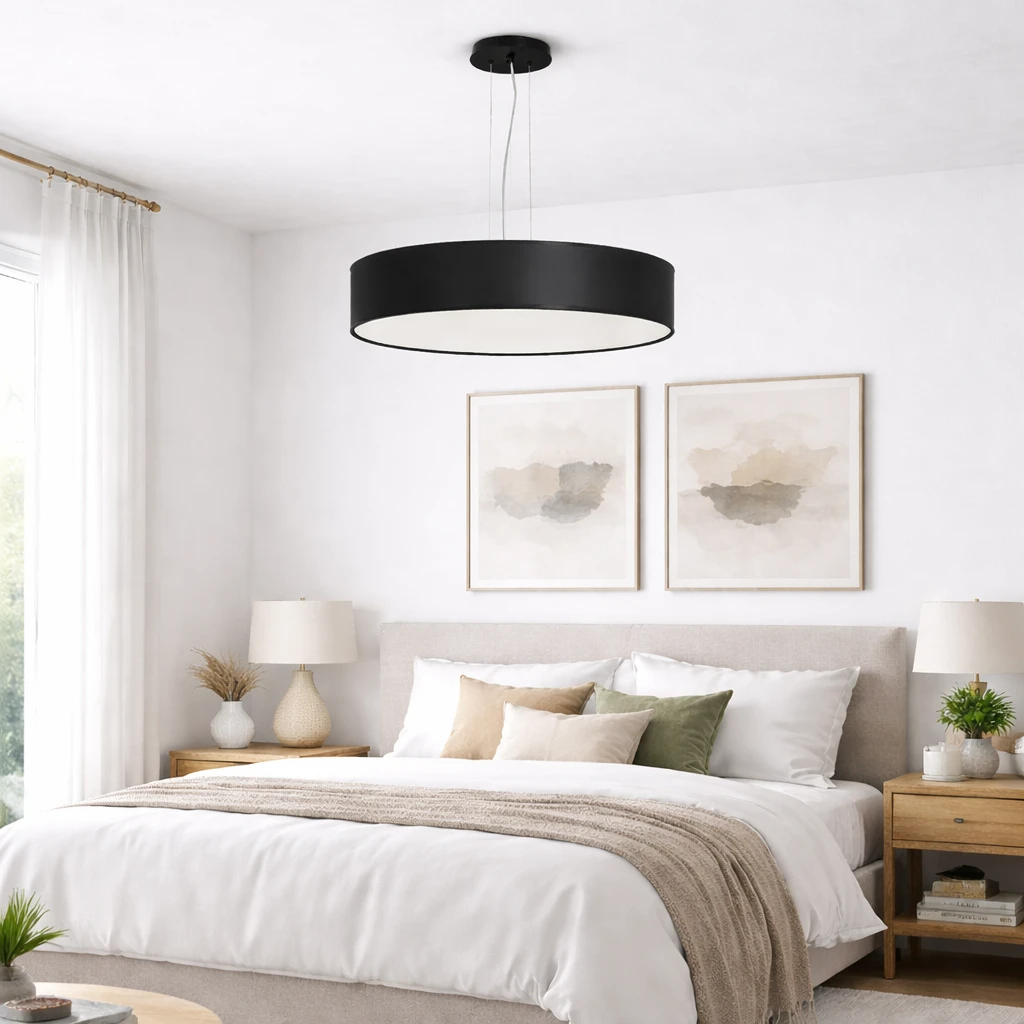 Lampa SOHO wisząca czarna z abażurem elegancka