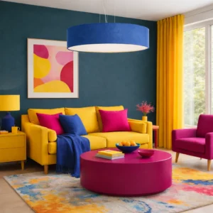 Sufitowa wisząca lampa SOHO niebieska salon jadania