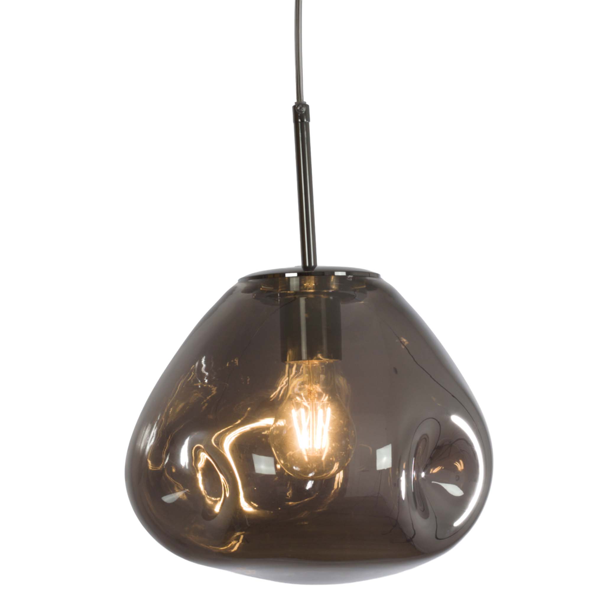 Nowoczesna lampa wisząca Olivia E27 grafitowy nieregularny klosz.