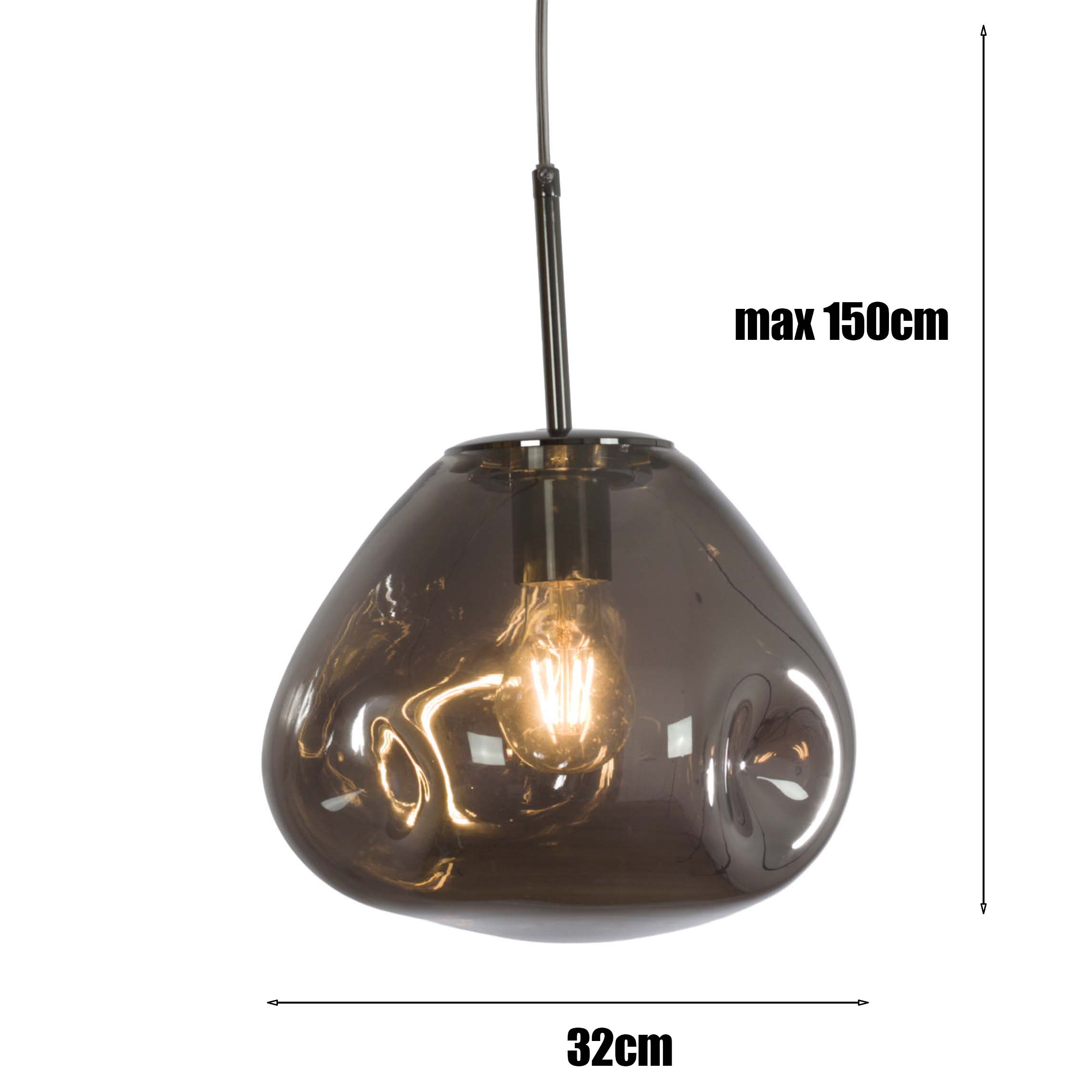 Nowoczesna lampa wisząca Olivia E27 grafitowy nieregularny klosz.