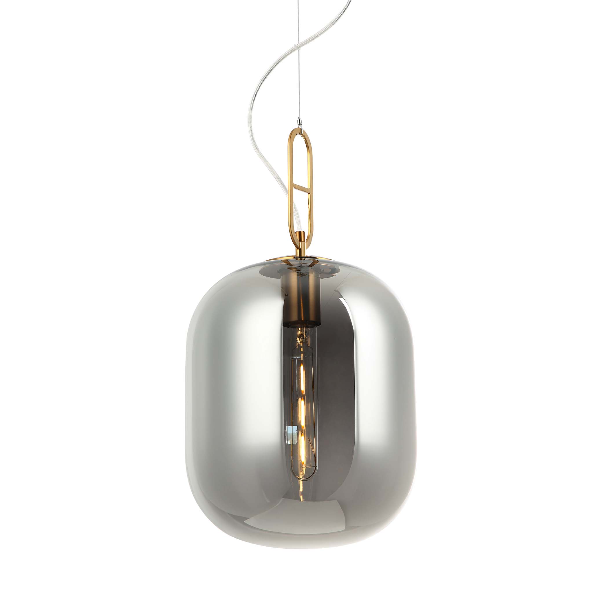 Lampa wisząca nad stół złota i grafitowa E27 BIANCA glamour