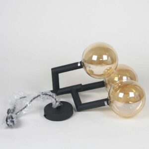 Lampa sufitowa wisząca czarna 3 Bursztynowe Kule Loft