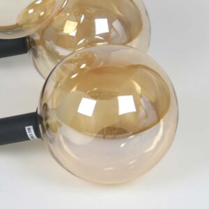 Lampa sufitowa wisząca czarna 3 Bursztynowe Kule Loft