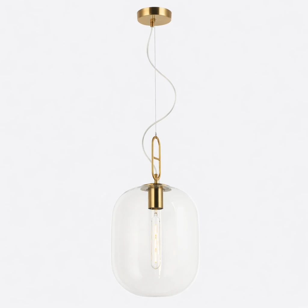 Lampa wisząca złota z dużym kloszem Bianca