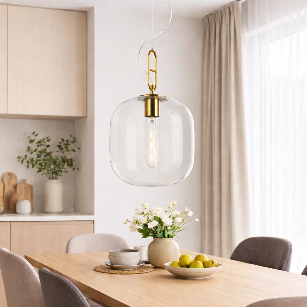 Lampa wisząca złota z dużym kloszem Bianca