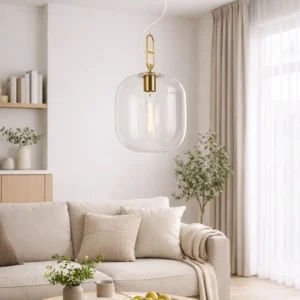 Lampa wisząca złota z dużym kloszem Bianca