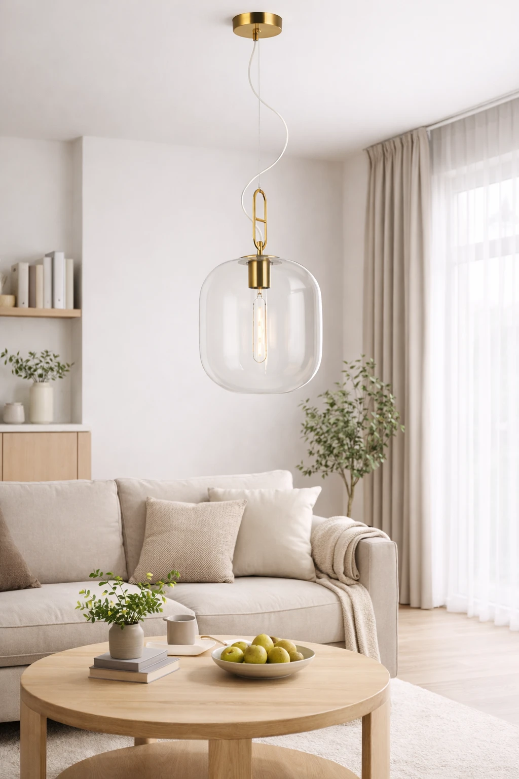 Lampa wisząca złota z dużym kloszem Bianca