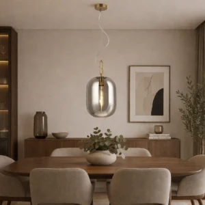 Lampa wisząca złota srebrny klosz nad stół Bianca