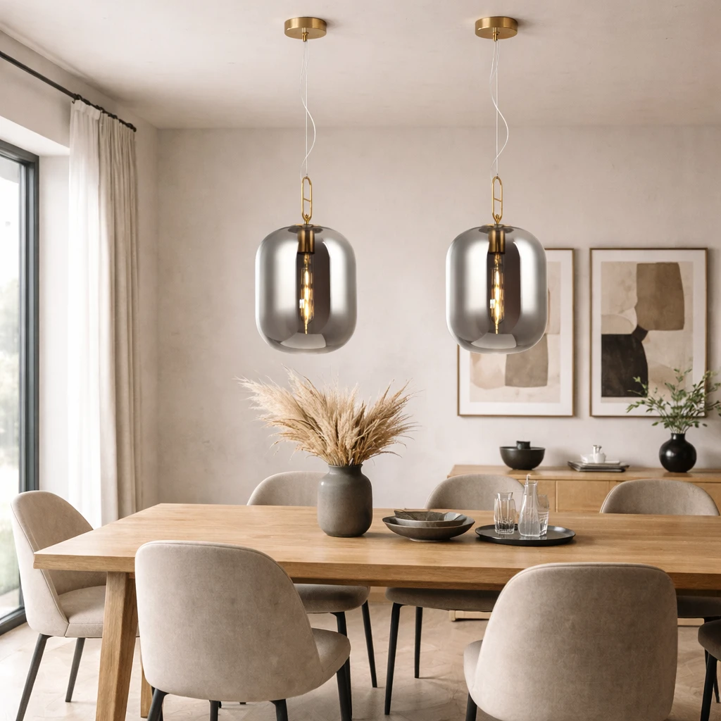 Lampa wisząca złota srebrny klosz nad stół Bianca