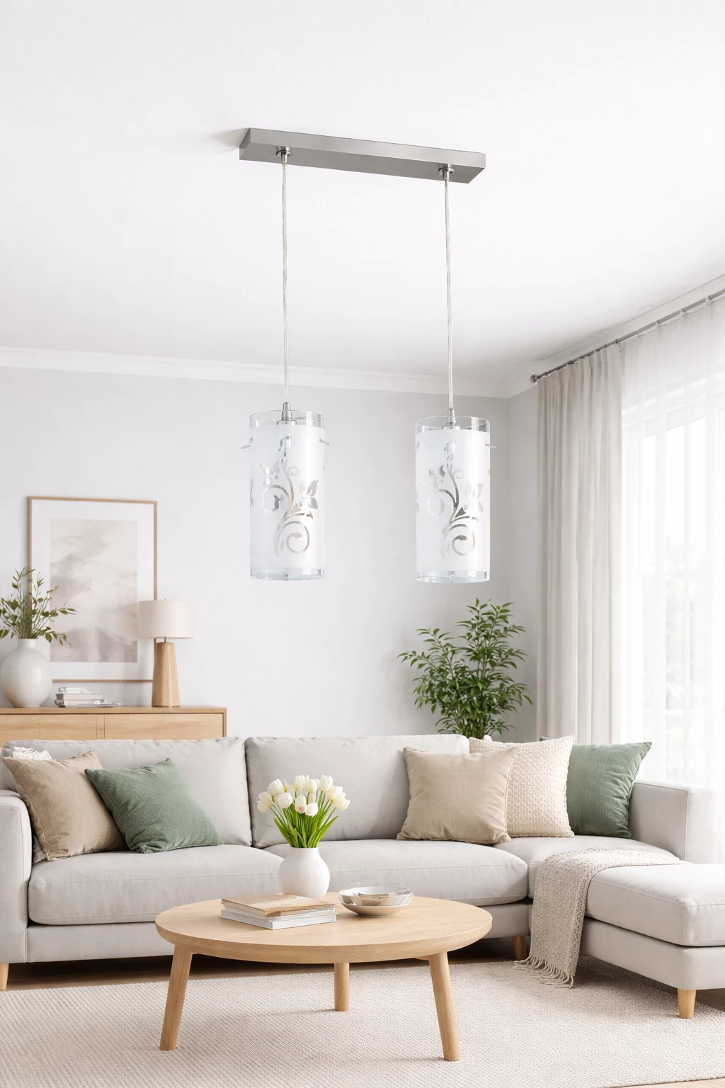 Lampa wisząca na linkach 2 led Fancy mleczne klosze