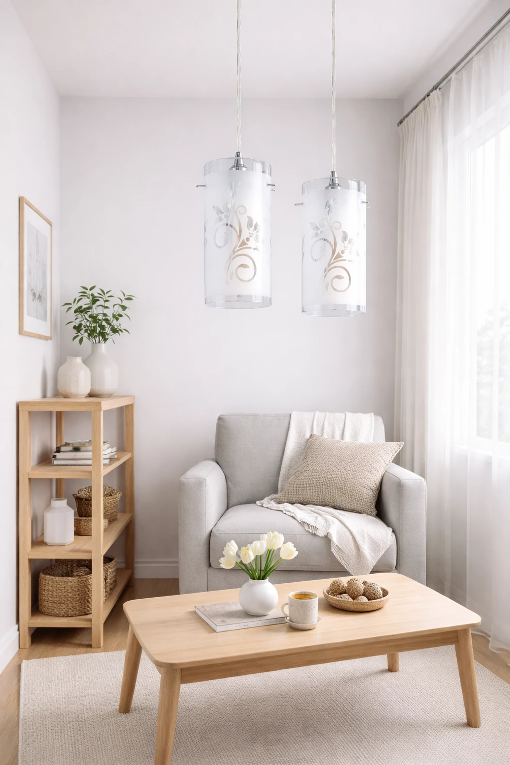 Lampa wisząca na linkach 2 led Fancy mleczne klosze