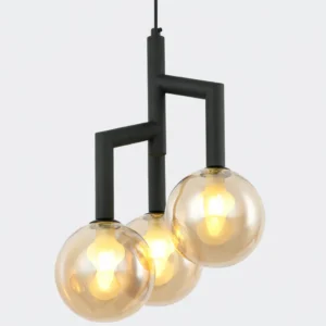Lampa wisząca czarna 3 bursztynowe kule Maia
