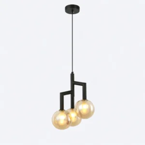 Lampa wisząca czarna 3 bursztynowe kule Maia