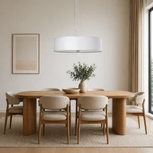 Wisząca lampa do jadalni jasno szara z abażurem Ring