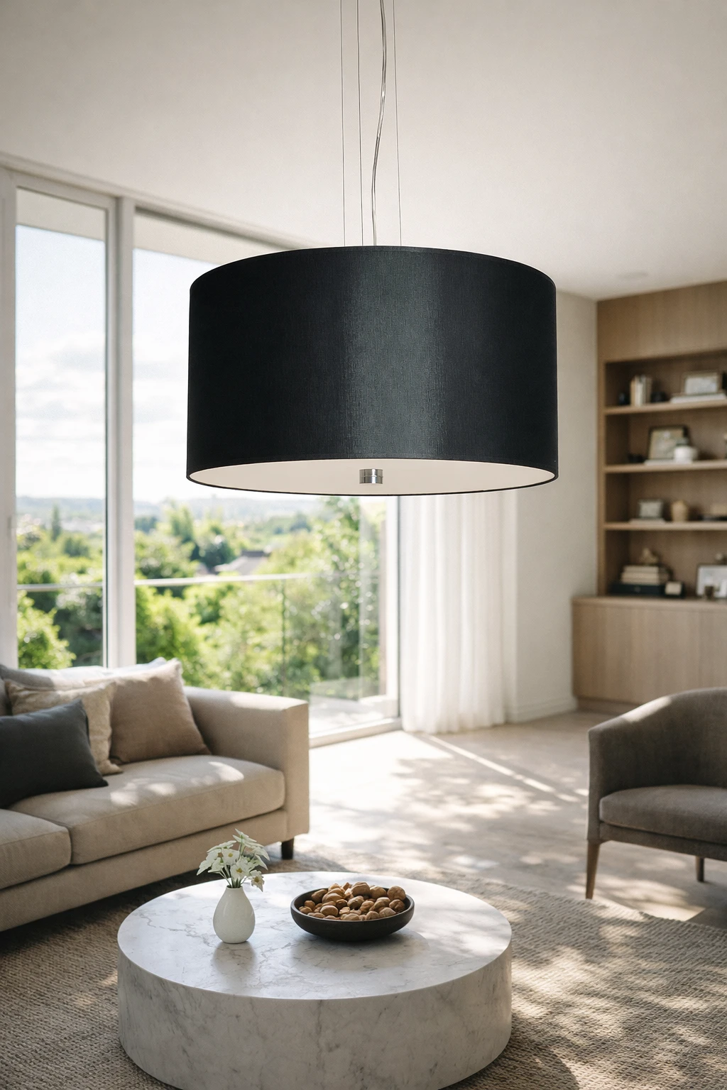 Wisząca lampa Vega czarna duża elegancka do salonu 50cm