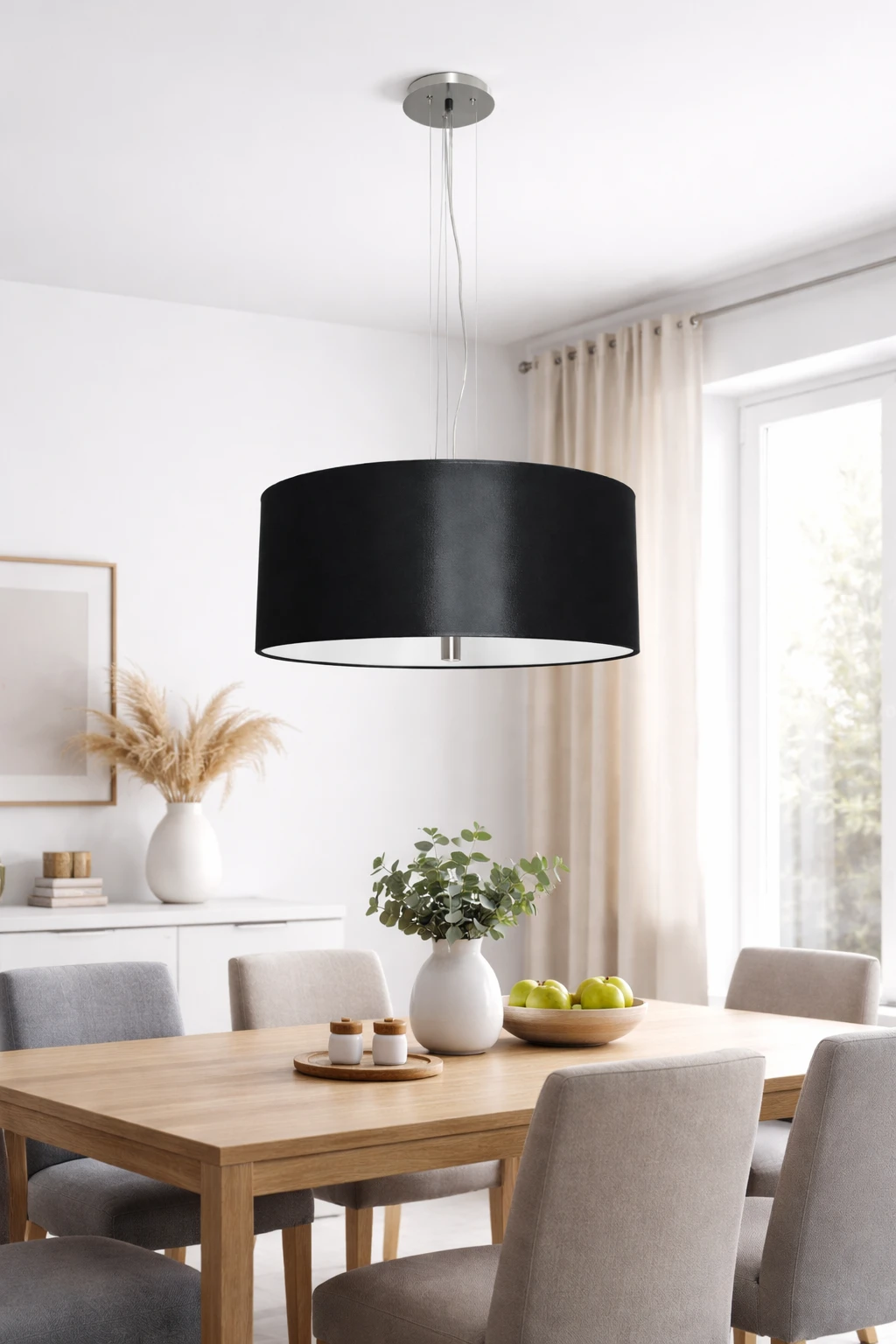 Wisząca lampa Vega czarna duża elegancka do salonu 50cm