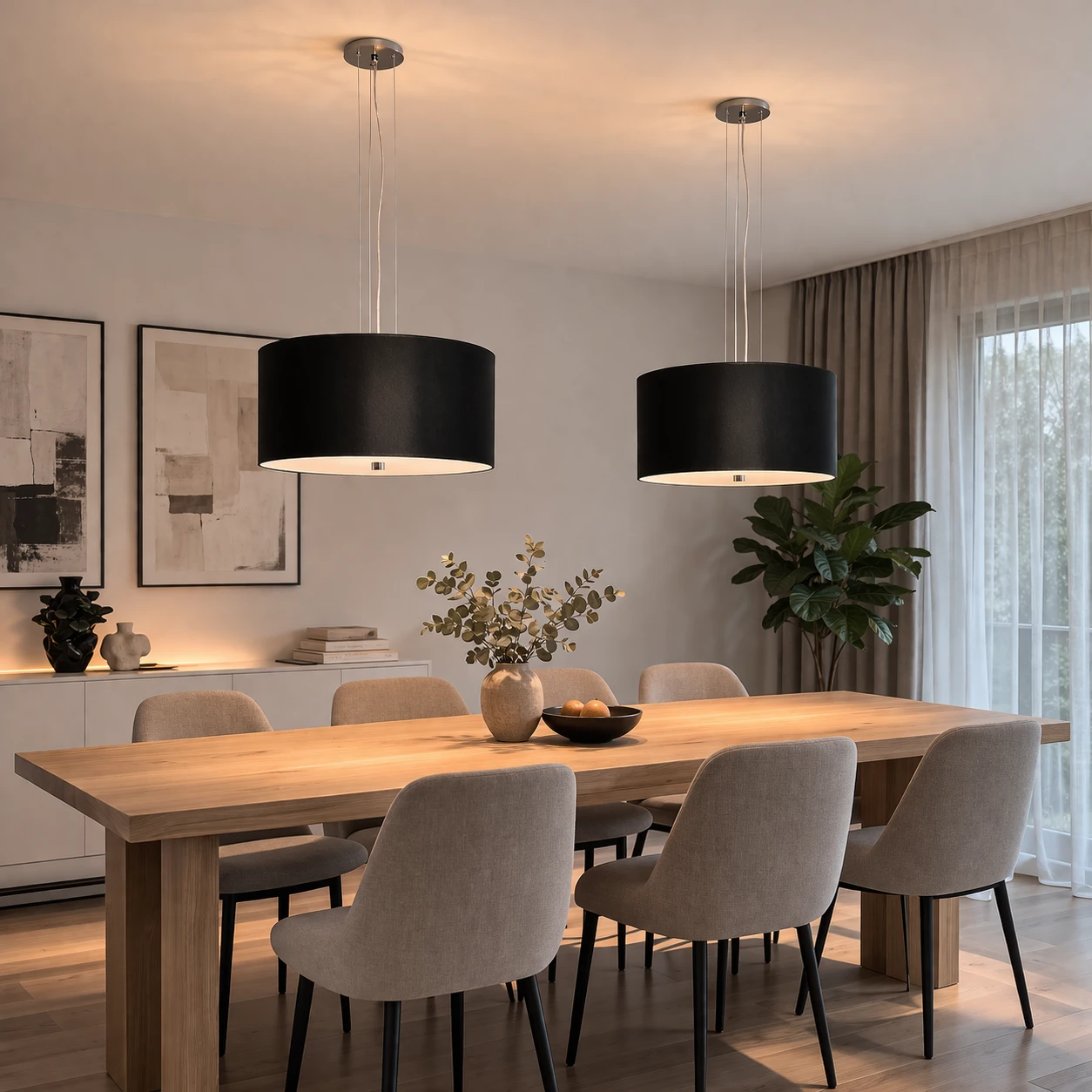 Wisząca lampa Vega czarna duża elegancka do salonu 50cm