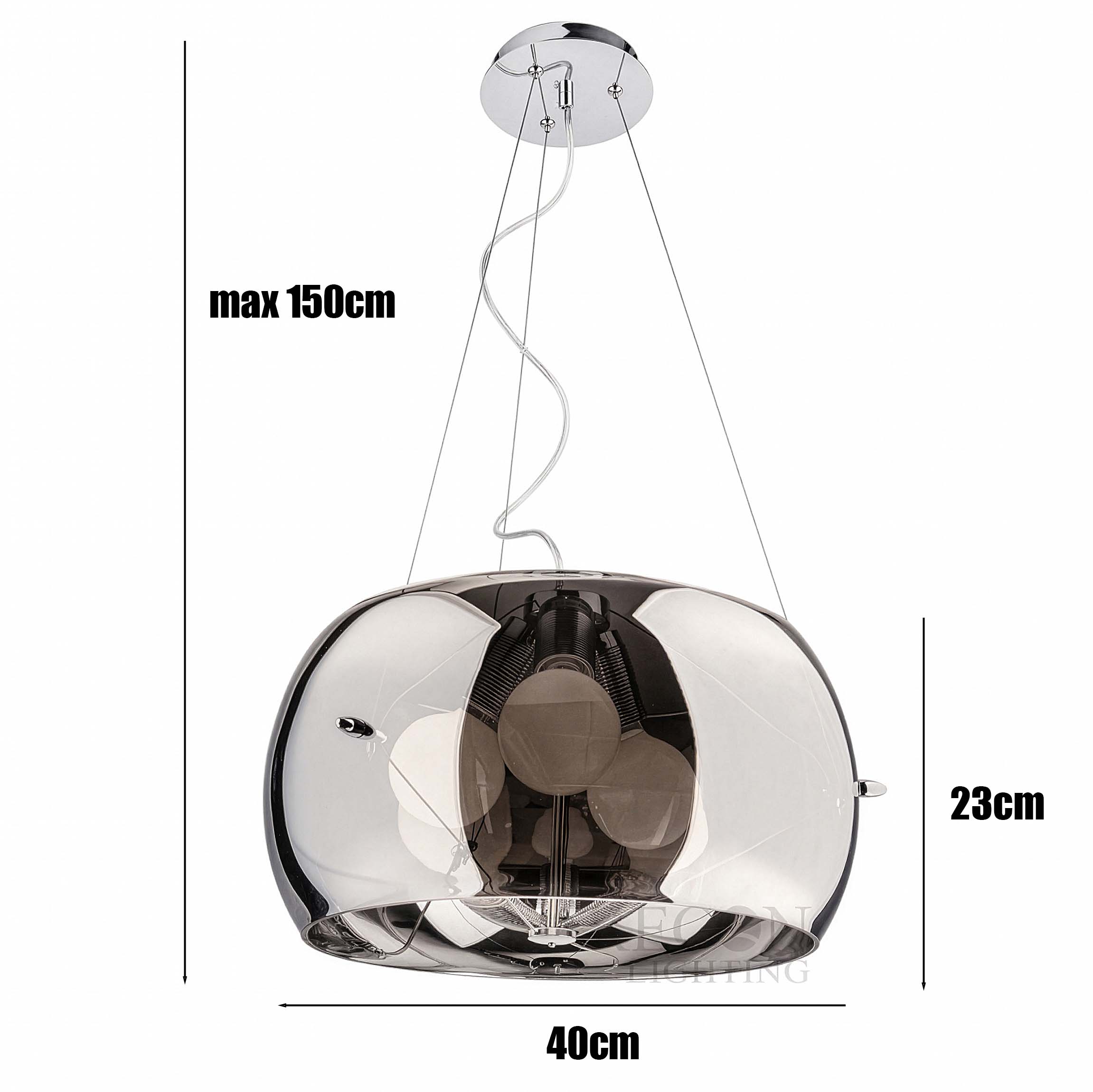 Lampa glamour srebrna owalna Andromeda 3xE27
